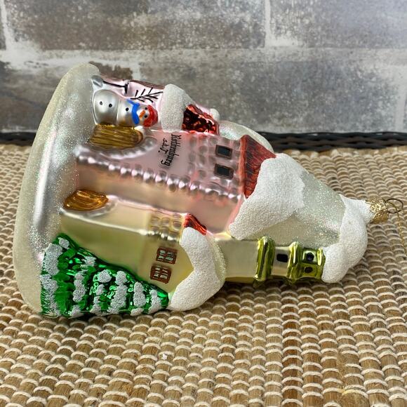 Kathe Wohlfahrt Rothenburg Germany Markusturm Hotel Glitter Glass Ornament 7" - Picture 12 of 15